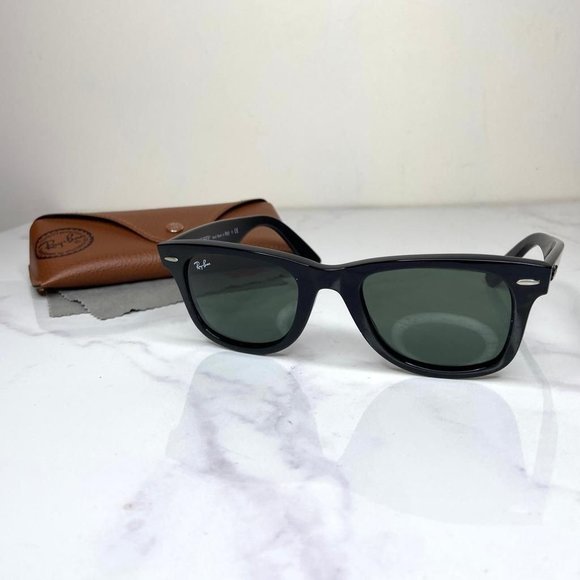 RAY-BAN Wayfarer Propel Black Green Lens Square Sunglasses RB2140 Italy Unisex - Picture 4 of 11